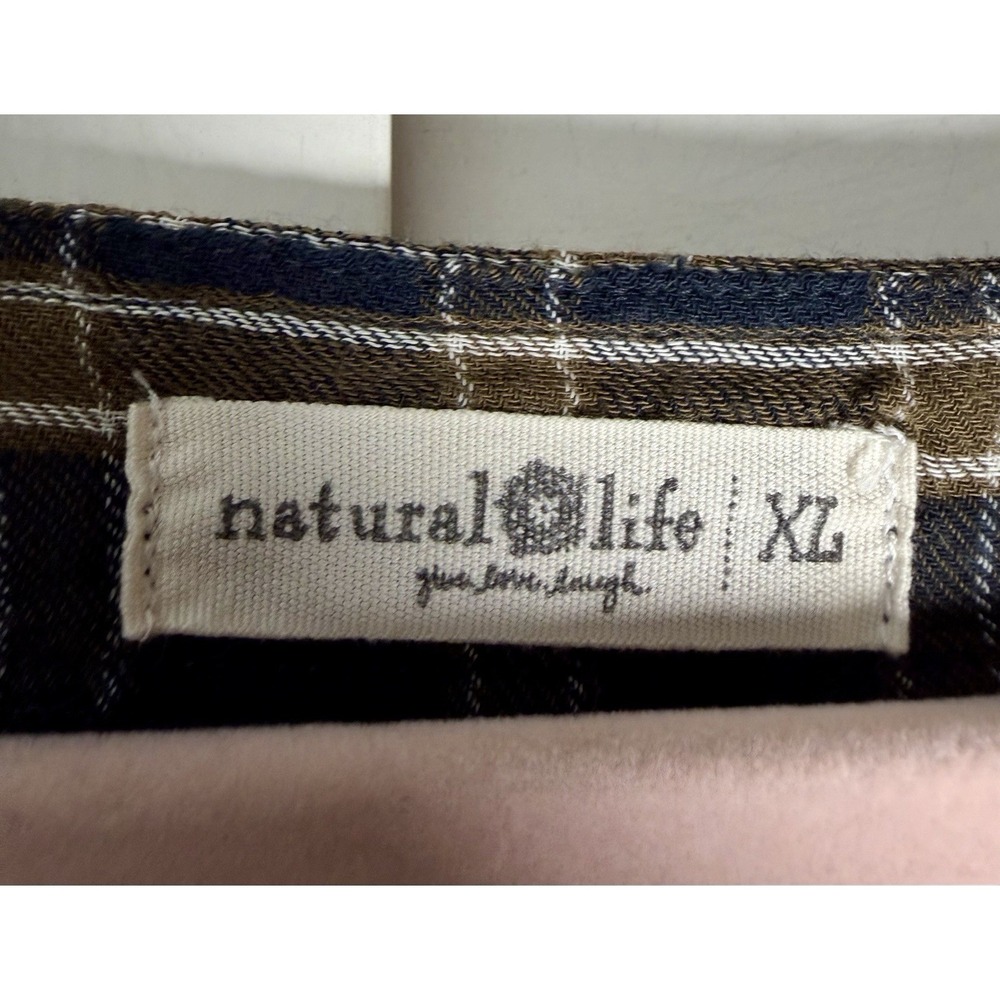 Natural Life Berkley Boho Plaid Cotton Tiered Ruffle Maxi Dress Women's Size XL - Picture 5 of 11